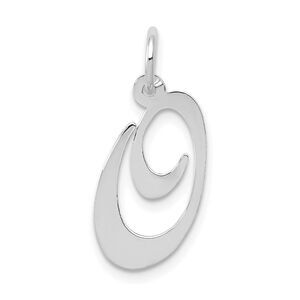 14k White Gold, Ella Collection Medium Fancy Script Initial O Pendant